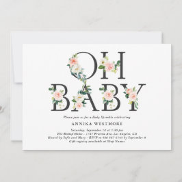 水彩桃の花オベビー!ベビー散布 招待状