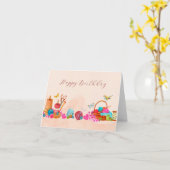 水彩桃の裁縫ツールアート誕生日 カード (黄色い花)