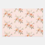 水彩桃の誕生日パーティー ラッピングペーパーシート (正面)