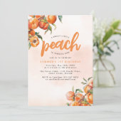 水彩桃の誕生日招待状 招待状 (スタンド正面)