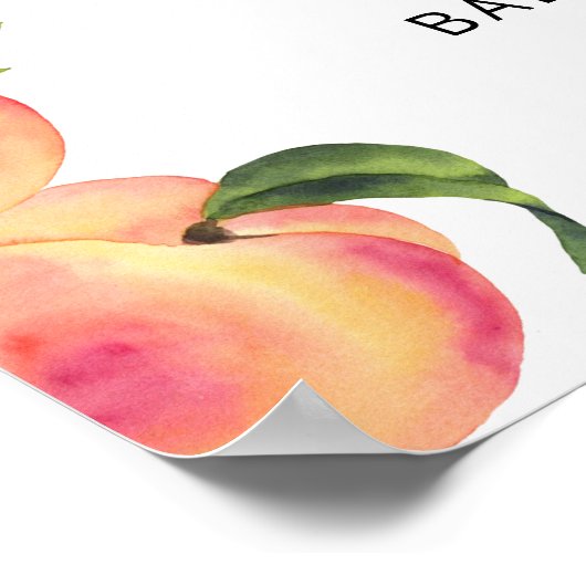 水彩桃の赤ちゃんシャワー歓迎サイン ポスター (角)