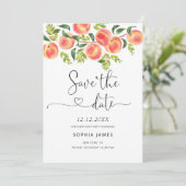 水彩桃のSave the Date 招待状 (スタンド正面)