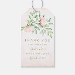 水彩桃エレガントバラフローラベビーシャワー ギフトタグ