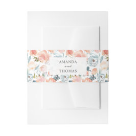 水彩桃オレンジ素朴フローラ結婚ズ 招待状ベリーバンド