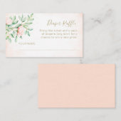 水彩桃グラデーションバラおむつラッフル エンクロージャーカード (正面/裏面)