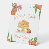 水彩桃ケーキブライダルシャワーギフト&カード 台座サイン (正面)