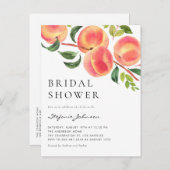 水彩桃サマーブライダルシャワー インビテーションポストカード (正面/裏面)