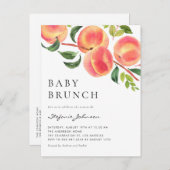 水彩桃サマーベビーブランチ インビテーションポストカード (正面/裏面)
