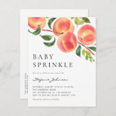 水彩桃サマーベビー散布 インビテーションポストカード (正面/裏面)