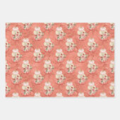 水彩桃ピンククリームカボチャのテーマパーティー ラッピングペーパーシート (正面3)