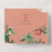 水彩桃ピンク牡丹結婚花 オールインワン招待状 (裏面)