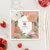 水彩桃ピンク牡丹結婚花 スタンダードランチョンナプキン (インサイチュ)