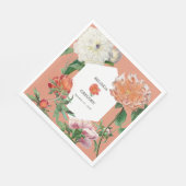 水彩桃ピンク牡丹結婚花 スタンダードランチョンナプキン (角)