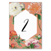 水彩桃ピンク牡丹結婚花 テーブルナンバー (裏面)