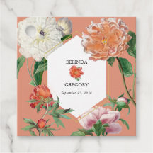 水彩桃ピンク牡丹結婚花