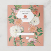 水彩桃ピンク牡丹結婚花 プレイスカード (外部開封)