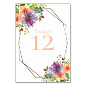 水彩桃フローラはっきりしたモダン結婚ズ テーブルナンバー (裏面)