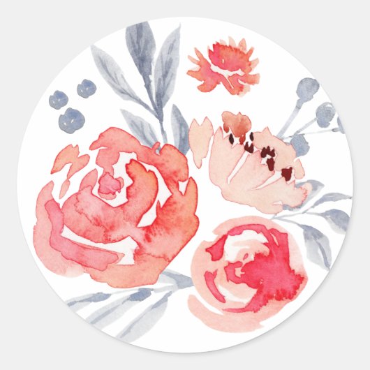 水彩桃フローラシール ラウンドシール (正面)