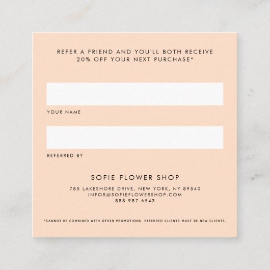 水彩桃フローラフレーム紹介カード 紹介カード (裏面)