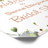 水彩桃フローラブライダルシャワーウェルカムサイン ポスター (角)