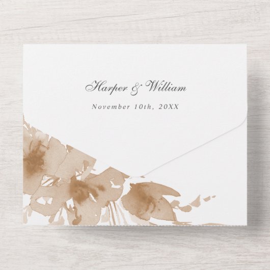 水彩桃フローラ封筒三結婚折 オールインワン招待状 (裏面)