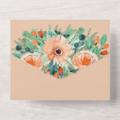 水彩桃フローラ結婚ズ オールインワン招待状 (裏面)