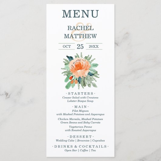 水彩桃フローラ結婚ズ メニュー (正面)