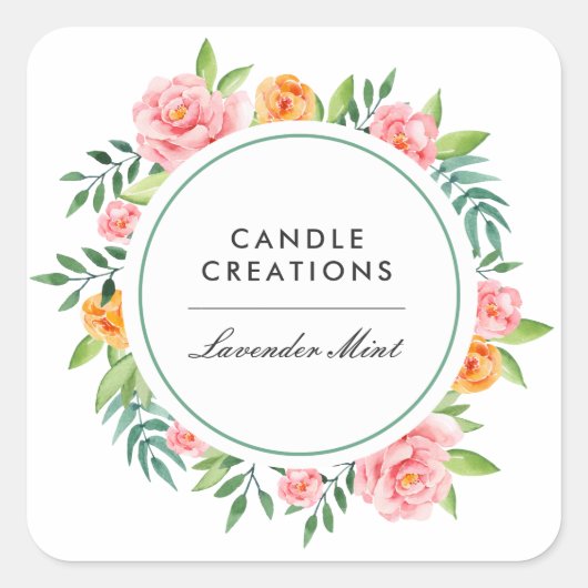 水彩桃桃フローラ事業 スクエアシール (正面)