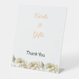 水彩桃牡丹ペデスタルサイン 台座サイン