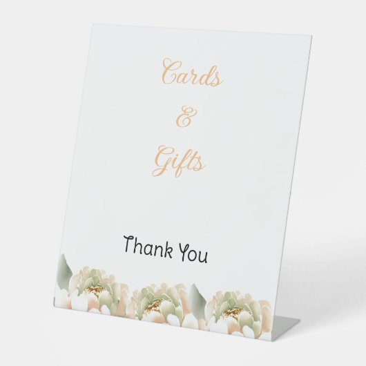 水彩桃牡丹ペデスタルサイン 台座サイン (正面)