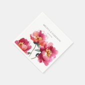 水彩桃牡丹 スタンダードカクテルナプキン (角)