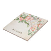 水彩桃白エレガント花 タイル (側面)