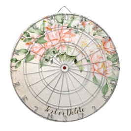 水彩桃白エレガント花 ダーツボード