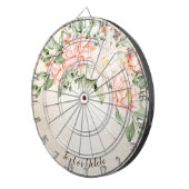 水彩桃白エレガント花 ダーツボード (正面右)