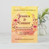 水彩桃色さくらんぼ花花結婚の花 招待状 (スタンド正面)