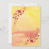 水彩桃色さくらんぼ花花結婚の花 招待状 (裏面)