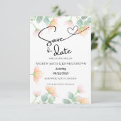 水彩桃色とサジ 半透明 ウェディング セーブザデート (スタンド正面)