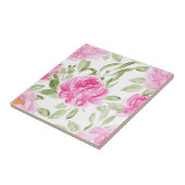 水彩桃色と緑の模様 タイル (側面)