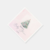 水彩桃色の冬のクリスマスガールの赤ちゃんシャワー スタンダードカクテルナプキン (角)