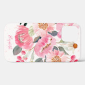 水彩桃色の庭の花 Case-Mate iPhoneケース (裏面 (横))