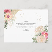 水彩桃色の牡丹が私の花の女の子 ポストカード (裏面)