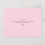 水彩桃色の牡丹が私の花嫁になる インビテーションポストカード (裏面)