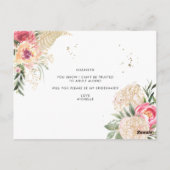 水彩桃色の牡丹が私の花嫁になる ポストカード (裏面)