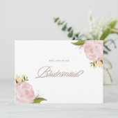 水彩桃色の牡丹が私の花嫁になる 招待状 (スタンド正面)