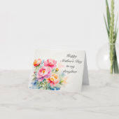 水彩桃色の牡丹の母の日の娘 カード (正面)