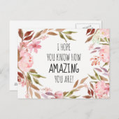 水彩桃色の牡丹を知ってほしい ポストカード (正面/裏面)