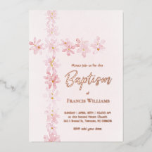 水彩桃色の花がバプテスマを越える