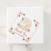 水彩桃色の花と白鳥の誕生日 フェイバータグ (インサイチュ)