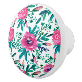 水彩桃色の花と芽 セラミックノブ (右)