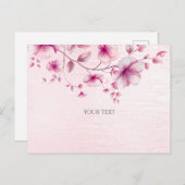 水彩桃色の花はがき ポストカード (正面/裏面)